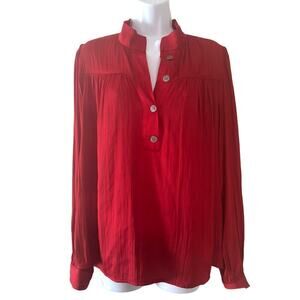 New Anthropologie Red Relaxed Shimmer Blouse - Size M